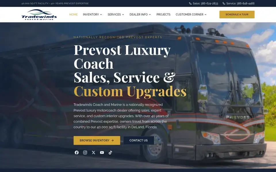 Tradewinds Coach & Marine website
